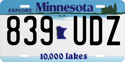 MN license plate 839UDZ