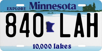 MN license plate 840LAH