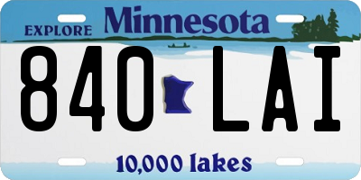 MN license plate 840LAI