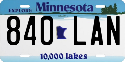 MN license plate 840LAN