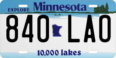 MN license plate 840LAO
