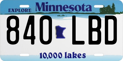 MN license plate 840LBD