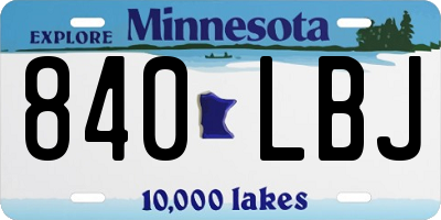 MN license plate 840LBJ