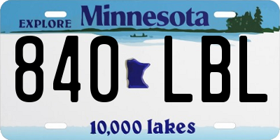 MN license plate 840LBL