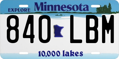 MN license plate 840LBM