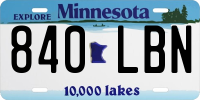 MN license plate 840LBN