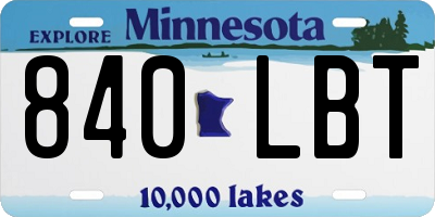 MN license plate 840LBT