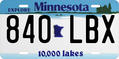 MN license plate 840LBX