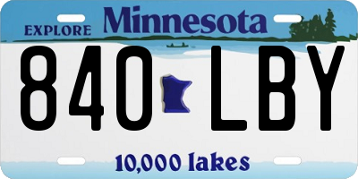MN license plate 840LBY