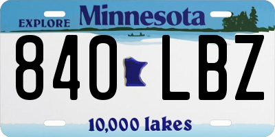 MN license plate 840LBZ