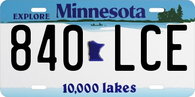 MN license plate 840LCE