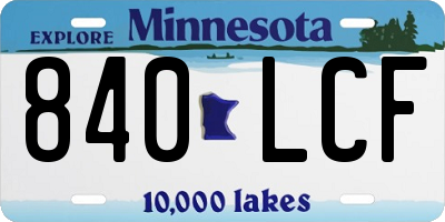 MN license plate 840LCF