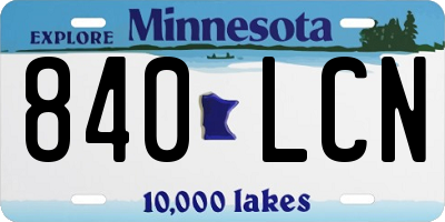 MN license plate 840LCN