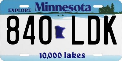 MN license plate 840LDK