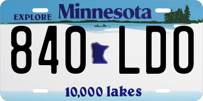 MN license plate 840LDO