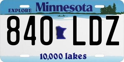 MN license plate 840LDZ