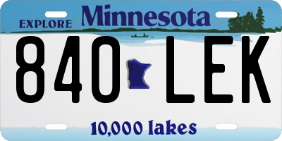 MN license plate 840LEK