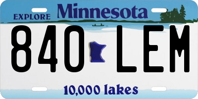 MN license plate 840LEM