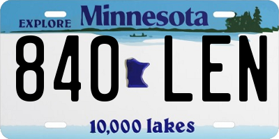 MN license plate 840LEN