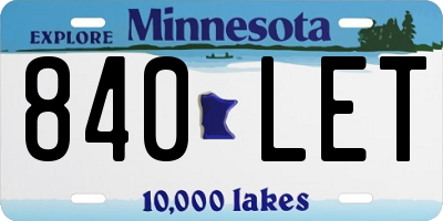 MN license plate 840LET