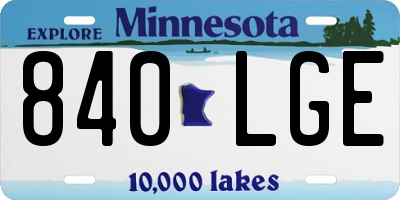MN license plate 840LGE