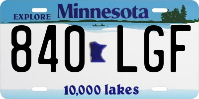 MN license plate 840LGF