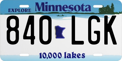 MN license plate 840LGK