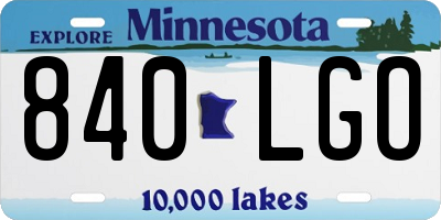 MN license plate 840LGO