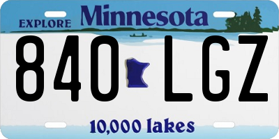 MN license plate 840LGZ