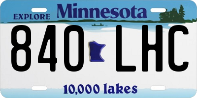 MN license plate 840LHC