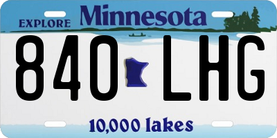 MN license plate 840LHG