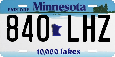 MN license plate 840LHZ