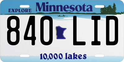 MN license plate 840LID