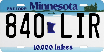 MN license plate 840LIR