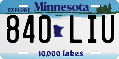MN license plate 840LIU