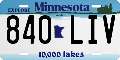 MN license plate 840LIV
