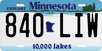 MN license plate 840LIW