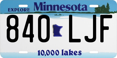MN license plate 840LJF