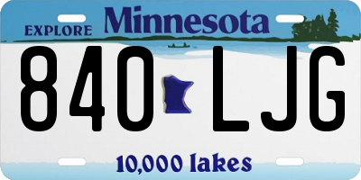 MN license plate 840LJG