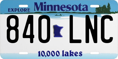 MN license plate 840LNC