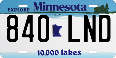 MN license plate 840LND