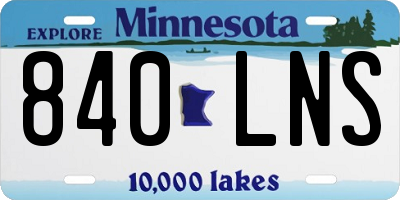 MN license plate 840LNS