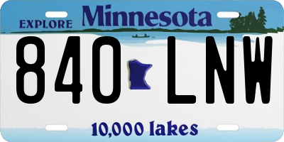 MN license plate 840LNW