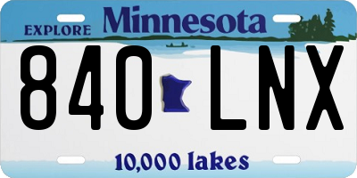 MN license plate 840LNX