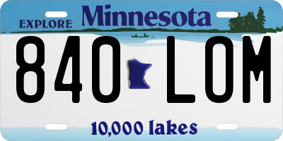 MN license plate 840LOM