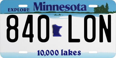 MN license plate 840LON