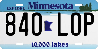 MN license plate 840LOP