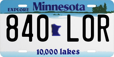 MN license plate 840LOR