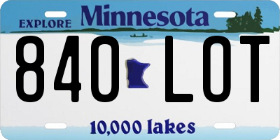 MN license plate 840LOT