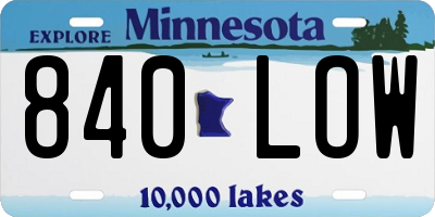 MN license plate 840LOW